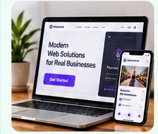 Modern web product shown on desktop and mobile