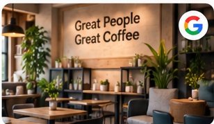 Warm independent coffee shop interior